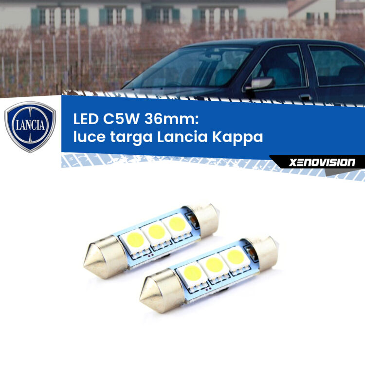 <strong>Luce Targa LED per Lancia Kappa</strong>  1994 - 2001. Coppia lampade <strong>C5W</strong> 36mm estremamente longeve.