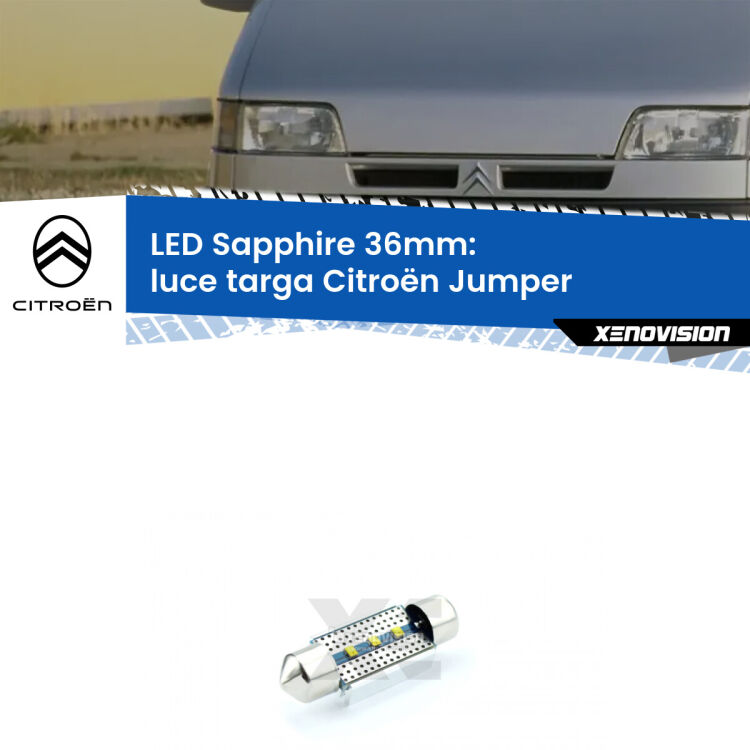 <strong>LED luce targa 36mm per Citroën Jumper</strong>  1994 - 1999. Lampadina <strong>c5W</strong> modello Sapphire Xenovision con chip led Philips.