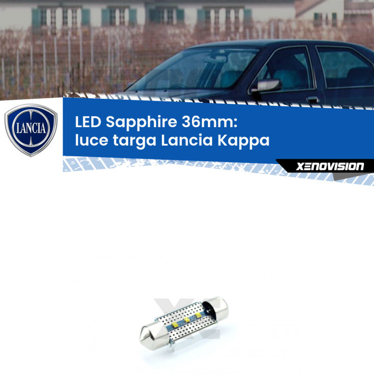 <strong>LED luce targa 36mm per Lancia Kappa</strong>  1994 - 2001. Lampadina <strong>c5W</strong> modello Sapphire Xenovision con chip led Philips.