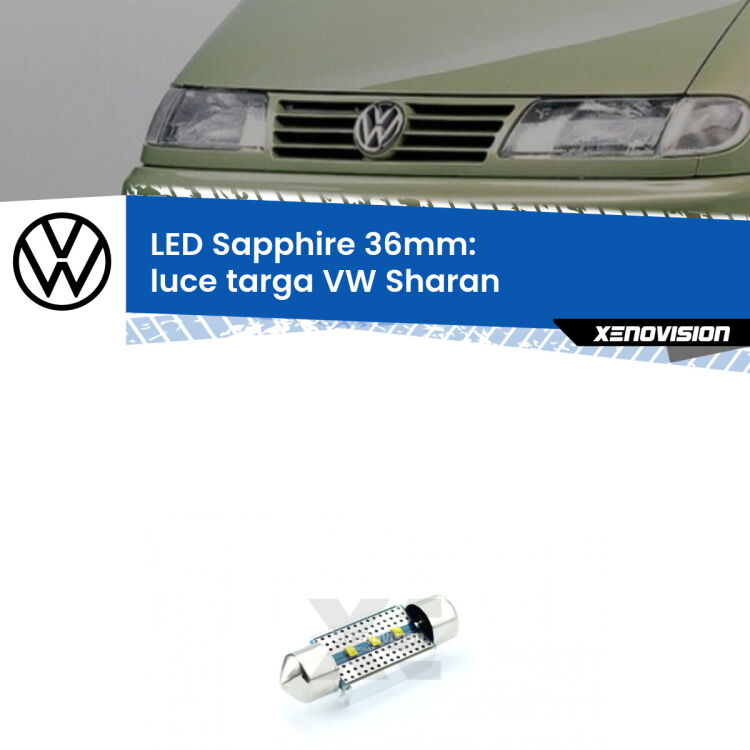 <strong>LED luce targa 36mm per VW Sharan</strong>  2001 - 2010. Lampadina <strong>c5W</strong> modello Sapphire Xenovision con chip led Philips.