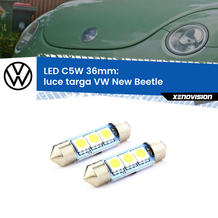 <strong>Luce Targa LED per VW New Beetle</strong>  2005 - 2010. Coppia lampade <strong>C5W</strong> 36mm estremamente longeve.