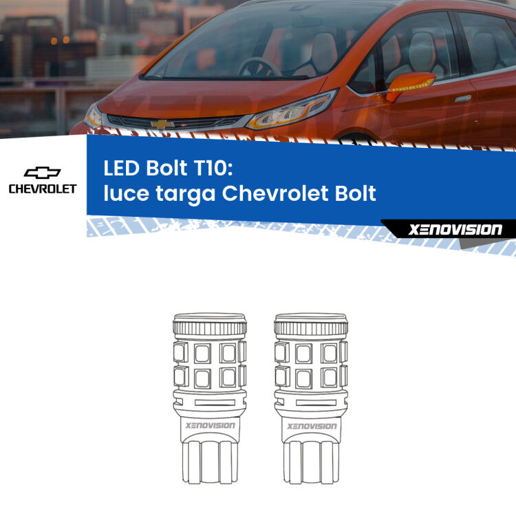 <strong>Luce Targa LED per Chevrolet Bolt</strong>  2016 in poi. Coppia lampade <strong>T10</strong> modello Bolt canbus.