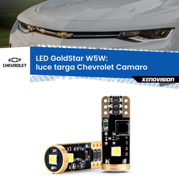 <strong>Luce Targa LED Chevrolet Camaro</strong>  2015 in poi: ottima luminosità a 360 gradi. Si inseriscono ovunque. Canbus, Top Quality.