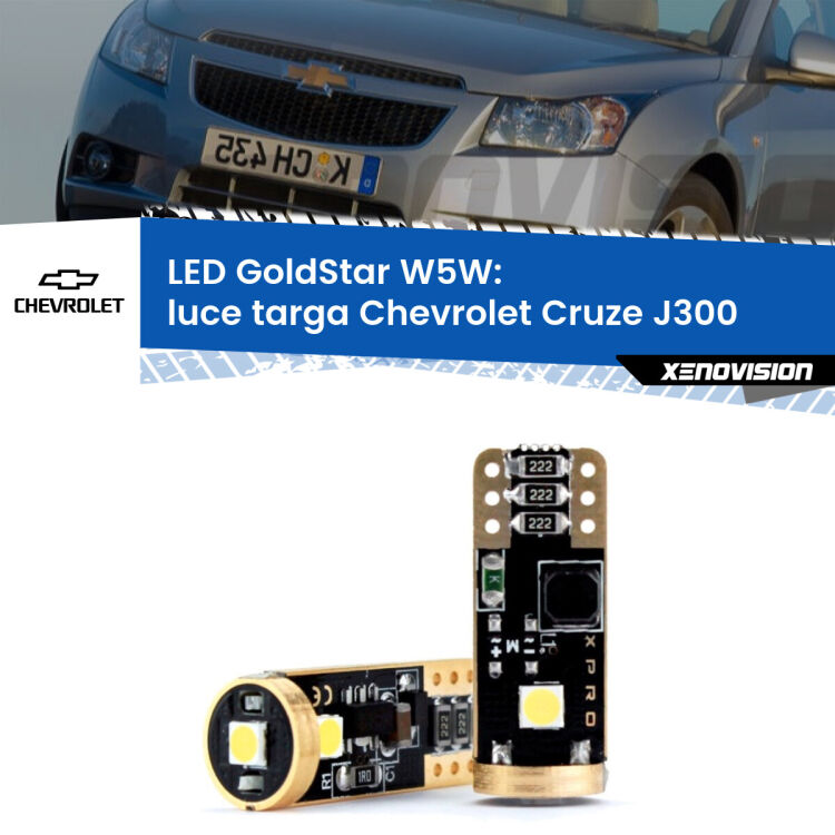 <strong>Luce Targa LED Chevrolet Cruze</strong> J300 2009 - 2019: ottima luminosità a 360 gradi. Si inseriscono ovunque. Canbus, Top Quality.