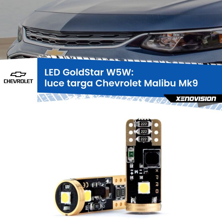 <strong>Luce Targa LED Chevrolet Malibu</strong> Mk9 2016 in poi: ottima luminosità a 360 gradi. Si inseriscono ovunque. Canbus, Top Quality.