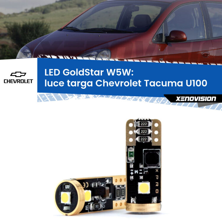 <strong>Luce Targa LED Chevrolet Tacuma</strong> U100 2005 - 2008: ottima luminosità a 360 gradi. Si inseriscono ovunque. Canbus, Top Quality.