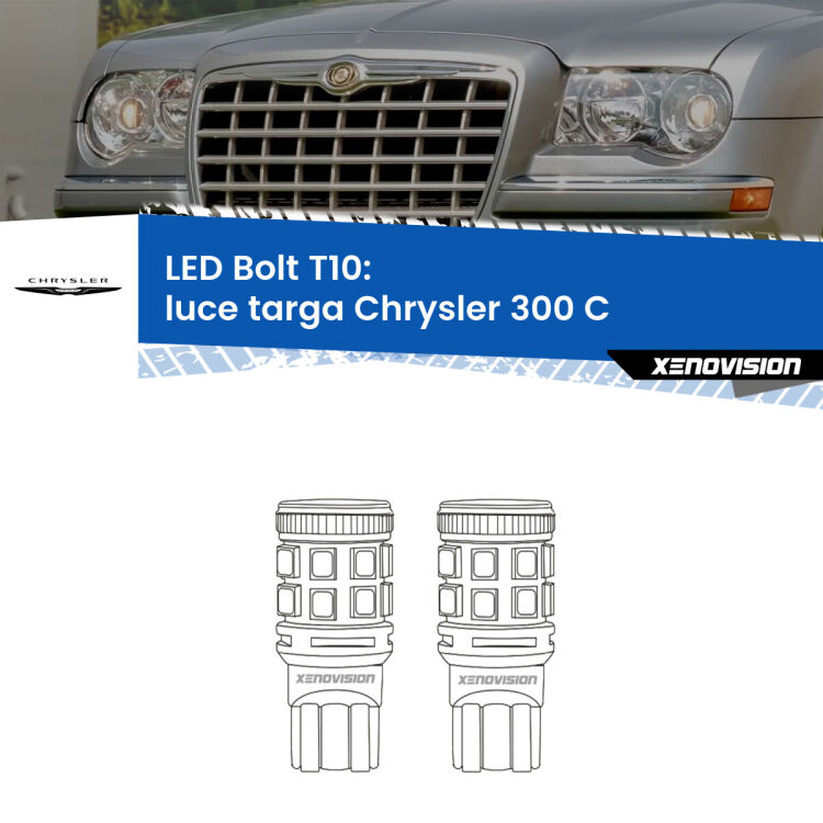 <strong>Luce Targa LED per Chrysler 300 C</strong>  2004 - 2012. Coppia lampade <strong>T10</strong> modello Bolt canbus.