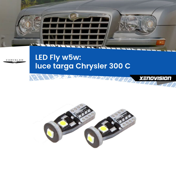 <strong>luce targa LED per Chrysler 300 C</strong>  2004 - 2012. Coppia lampadine <strong>w5w</strong> Canbus compatte modello Fly Xenovision.