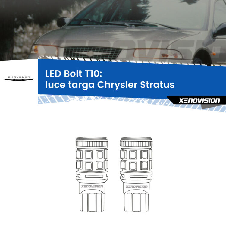 <strong>Luce Targa LED per Chrysler Stratus</strong>  1995 - 2001. Coppia lampade <strong>T10</strong> modello Bolt canbus.