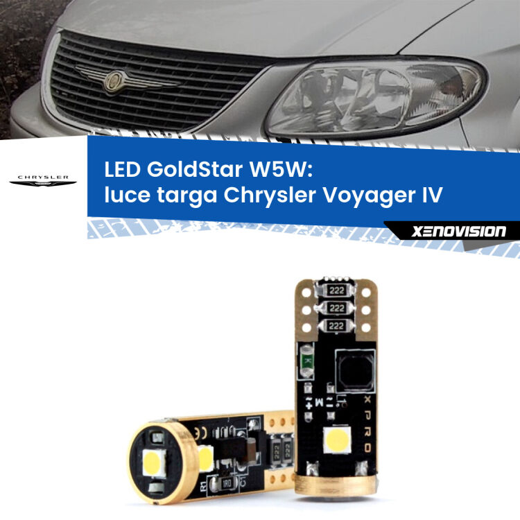 <strong>Luce Targa LED Chrysler Voyager IV</strong>  2000 - 2007: ottima luminosità a 360 gradi. Si inseriscono ovunque. Canbus, Top Quality.