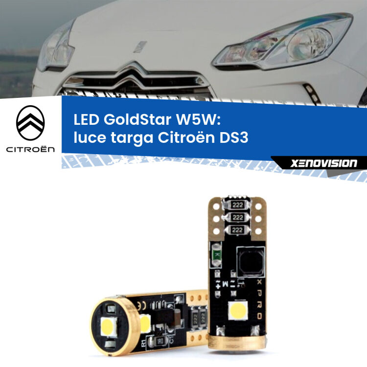 <strong>Luce Targa LED Citroën DS3</strong>  2009 - 2015: ottima luminosità a 360 gradi. Si inseriscono ovunque. Canbus, Top Quality.