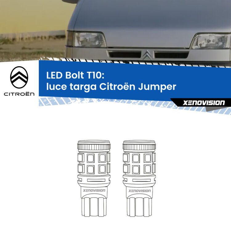 <strong>Luce Targa LED per Citroën Jumper</strong>  1999 - 2002. Coppia lampade <strong>T10</strong> modello Bolt canbus.