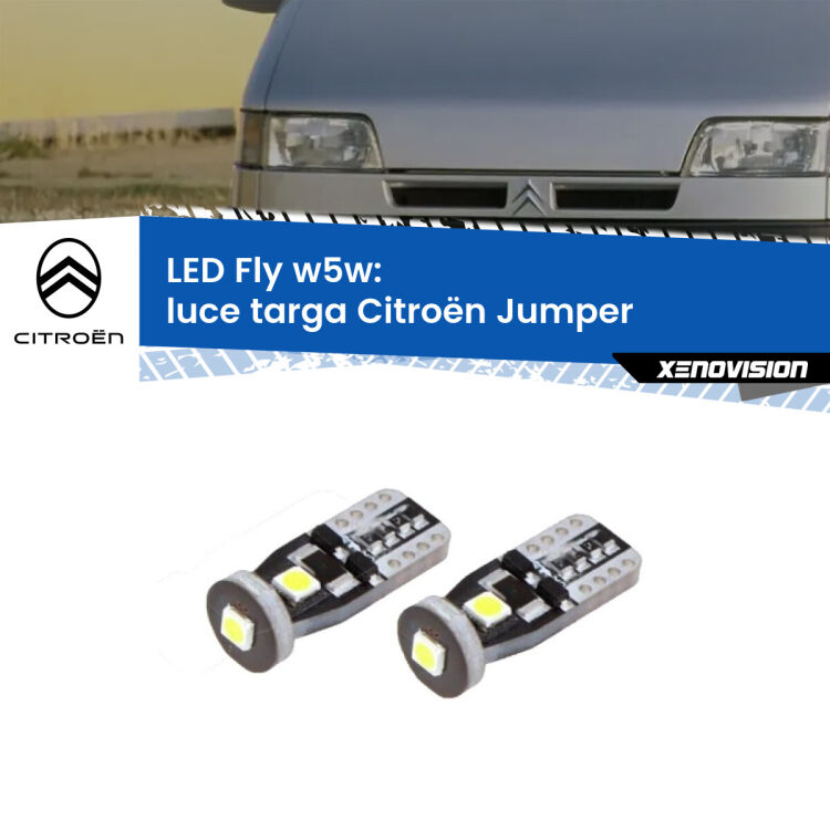 <strong>luce targa LED per Citroën Jumper</strong>  1999 - 2002. Coppia lampadine <strong>w5w</strong> Canbus compatte modello Fly Xenovision.