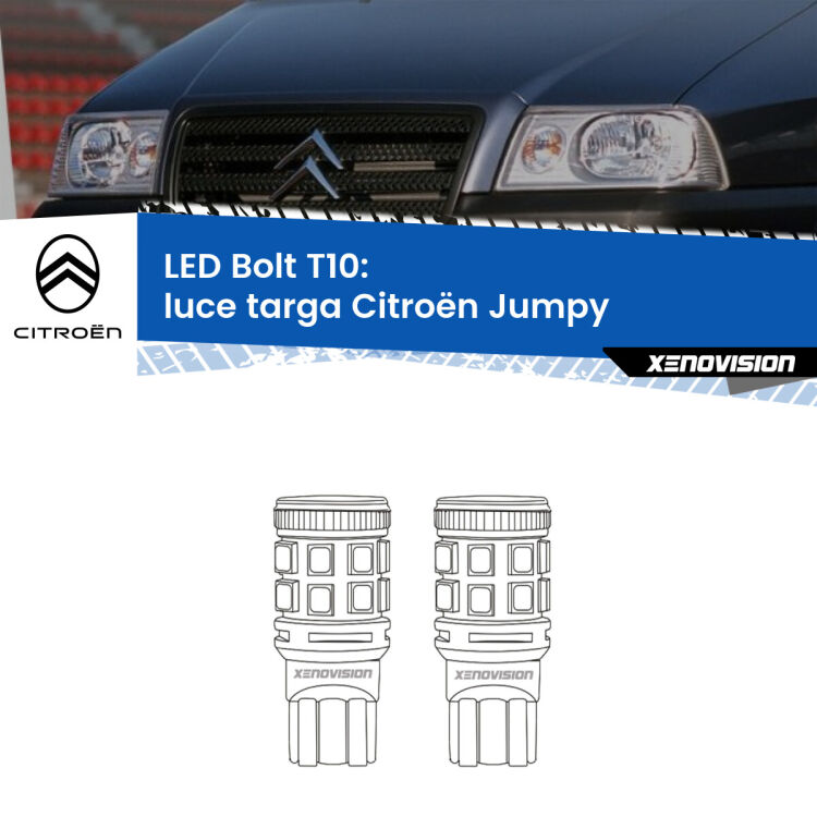 <strong>Luce Targa LED per Citroën Jumpy</strong>  1994 - 2005. Coppia lampade <strong>T10</strong> modello Bolt canbus.