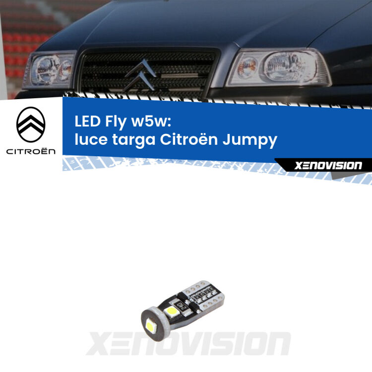 <strong>luce targa LED per Citroën Jumpy</strong>  1994 - 2005. Coppia lampadine <strong>w5w</strong> Canbus compatte modello Fly Xenovision.