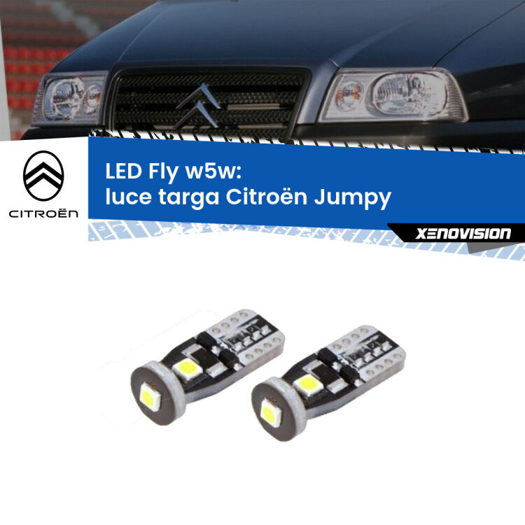 <strong>luce targa LED per Citroën Jumpy</strong>  1994 - 2005. Coppia lampadine <strong>w5w</strong> Canbus compatte modello Fly Xenovision.