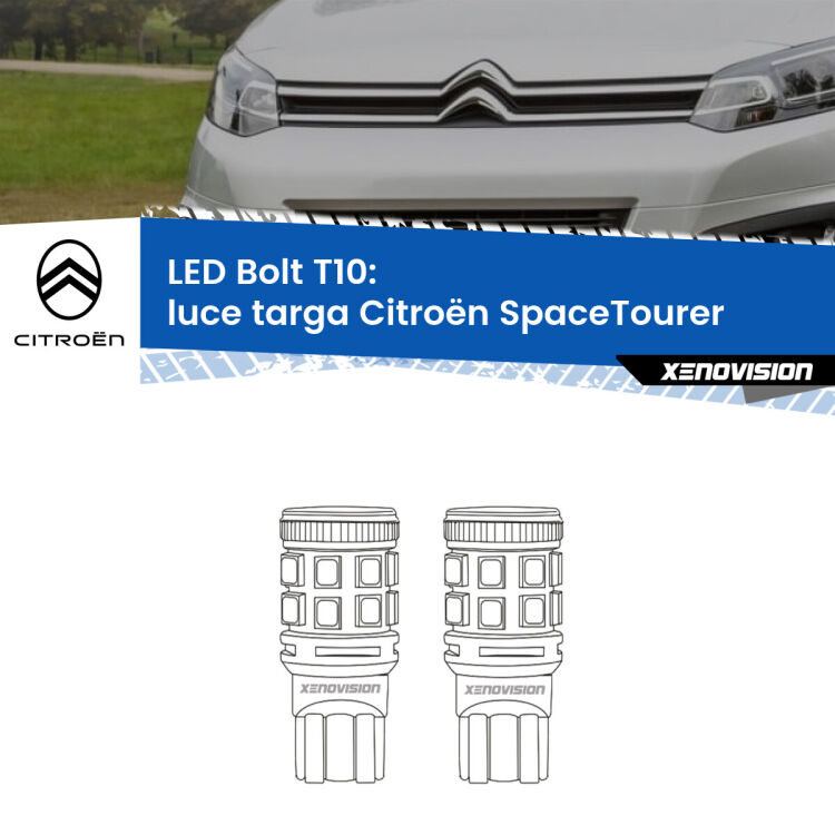 <strong>Luce Targa LED per Citroën SpaceTourer</strong>  2016 in poi. Coppia lampade <strong>T10</strong> modello Bolt canbus.