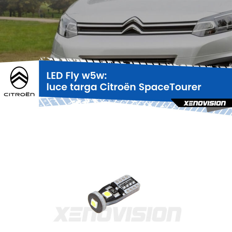 <strong>luce targa LED per Citroën SpaceTourer</strong>  2016 in poi. Coppia lampadine <strong>w5w</strong> Canbus compatte modello Fly Xenovision.