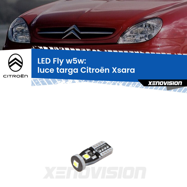 <strong>luce targa LED per Citroën Xsara</strong>  1997 - 2005. Coppia lampadine <strong>w5w</strong> Canbus compatte modello Fly Xenovision.