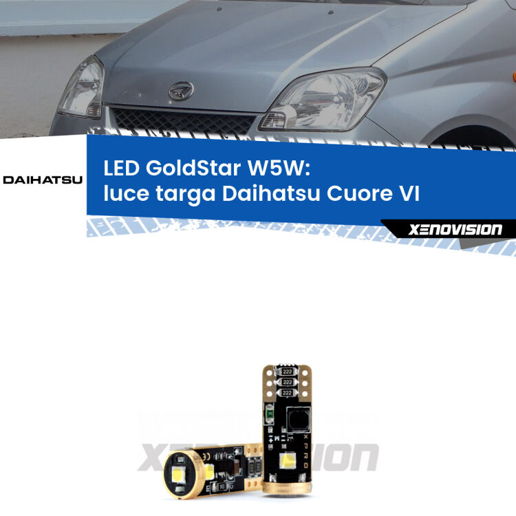 <strong>Luce Targa LED Daihatsu Cuore VI</strong>  2003 - 2007: ottima luminosità a 360 gradi. Si inseriscono ovunque. Canbus, Top Quality.