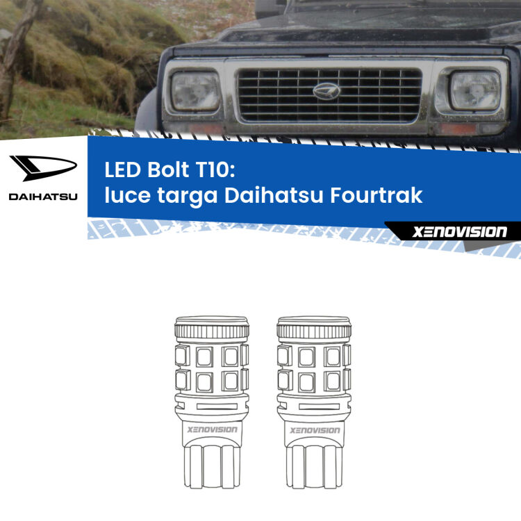 <strong>Luce Targa LED per Daihatsu Fourtrak</strong>  1985 - 1998. Coppia lampade <strong>T10</strong> modello Bolt canbus.