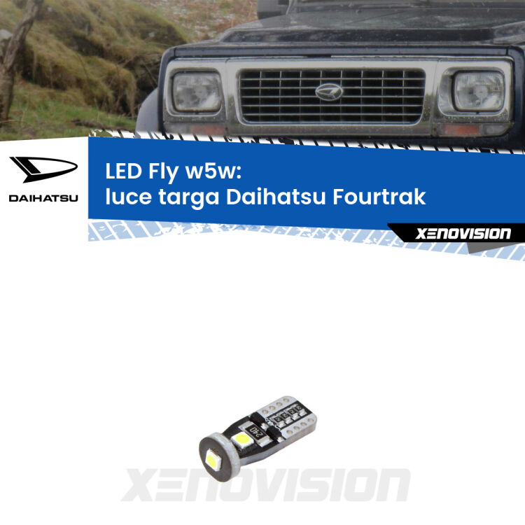 <strong>luce targa LED per Daihatsu Fourtrak</strong>  1985 - 1998. Coppia lampadine <strong>w5w</strong> Canbus compatte modello Fly Xenovision.