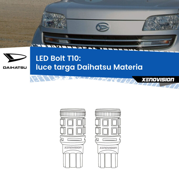 <strong>Luce Targa LED per Daihatsu Materia</strong>  2006 in poi. Coppia lampade <strong>T10</strong> modello Bolt canbus.