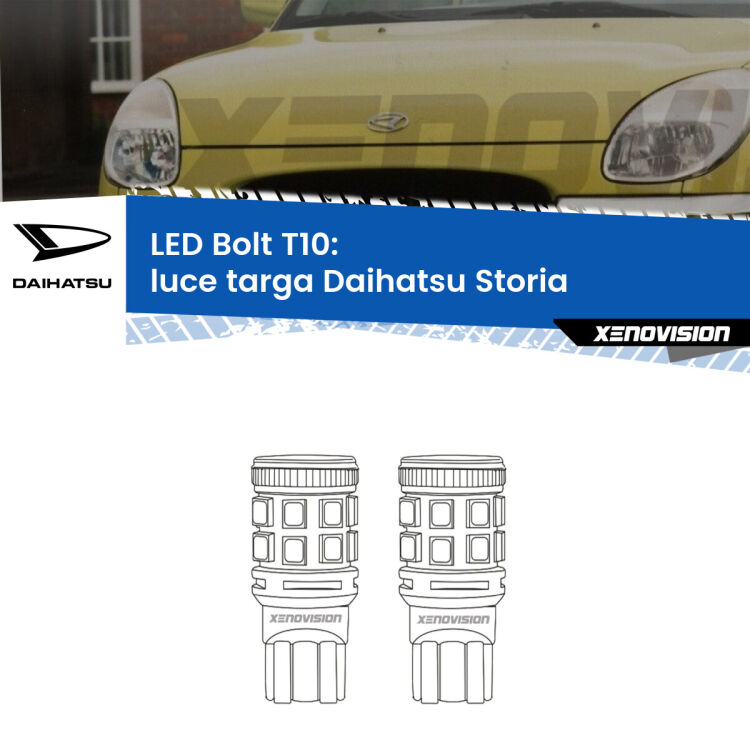 <strong>Luce Targa LED per Daihatsu Storia</strong>  1998 - 2005. Coppia lampade <strong>T10</strong> modello Bolt canbus.