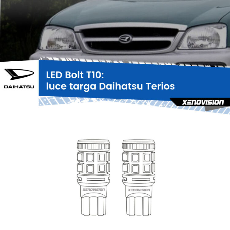 <strong>Luce Targa LED per Daihatsu Terios</strong>  1997 - 2005. Coppia lampade <strong>T10</strong> modello Bolt canbus.