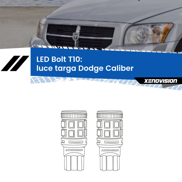 <strong>Luce Targa LED per Dodge Caliber</strong>  2006 - 2011. Coppia lampade <strong>T10</strong> modello Bolt canbus.