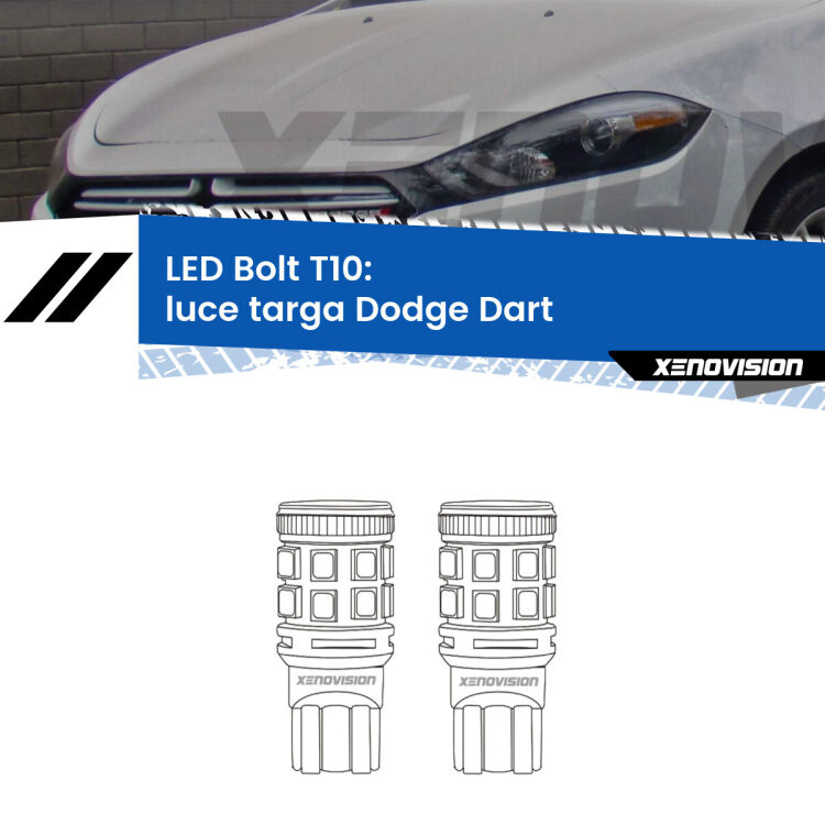 <strong>Luce Targa LED per Dodge Dart</strong>  2012 in poi. Coppia lampade <strong>T10</strong> modello Bolt canbus.