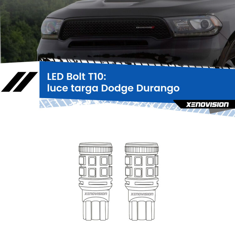 <strong>Luce Targa LED per Dodge Durango</strong>  2010 - 2014. Coppia lampade <strong>T10</strong> modello Bolt canbus.