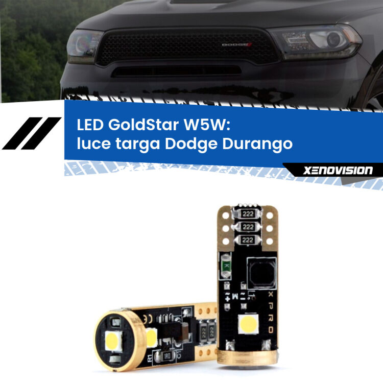 <strong>Luce Targa LED Dodge Durango</strong>  2010 - 2014: ottima luminosità a 360 gradi. Si inseriscono ovunque. Canbus, Top Quality.