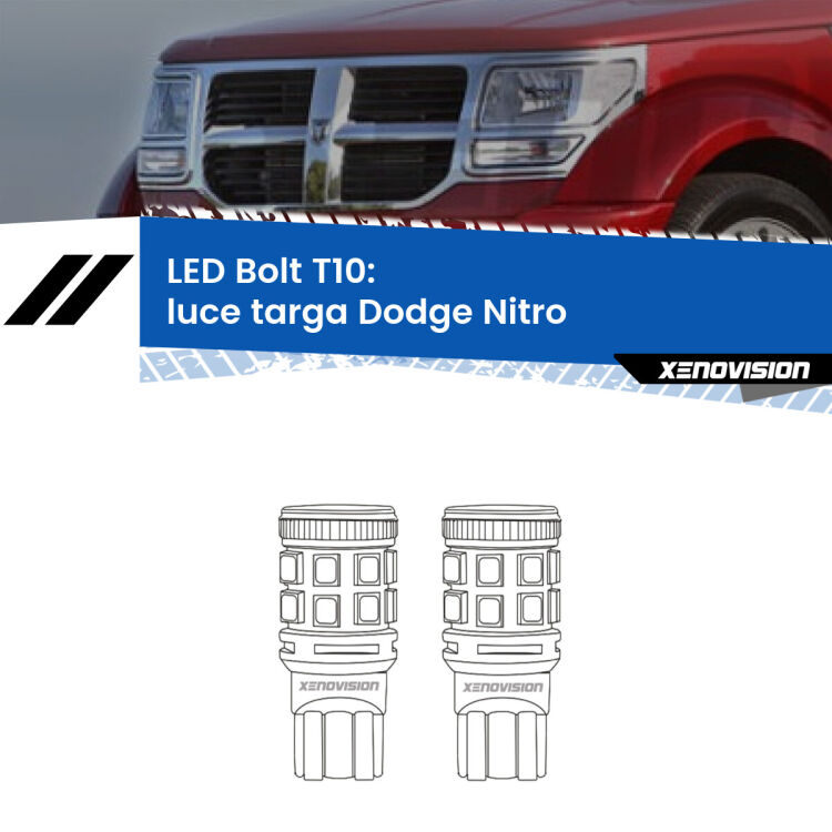 <strong>Luce Targa LED per Dodge Nitro</strong>  2006 - 2012. Coppia lampade <strong>T10</strong> modello Bolt canbus.