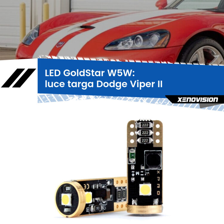 <strong>Luce Targa LED Dodge Viper</strong> II in poi: ottima luminosità a 360 gradi. Si inseriscono ovunque. Canbus, Top Quality.