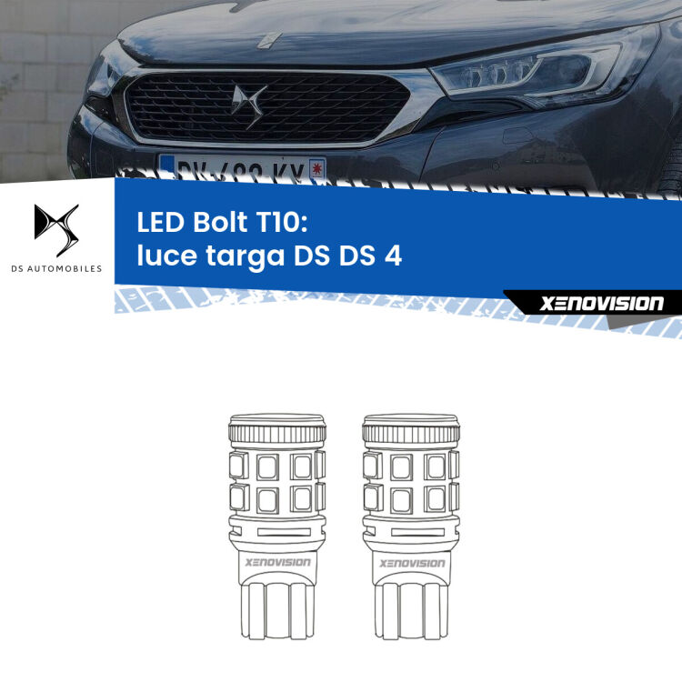 <strong>Luce Targa LED per DS DS 4</strong>  2015 in poi. Coppia lampade <strong>T10</strong> modello Bolt canbus.