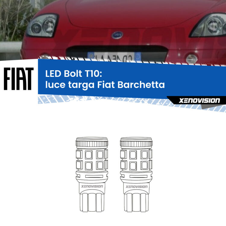 <strong>Luce Targa LED per Fiat Barchetta</strong>  1995 - 2005. Coppia lampade <strong>T10</strong> modello Bolt canbus.