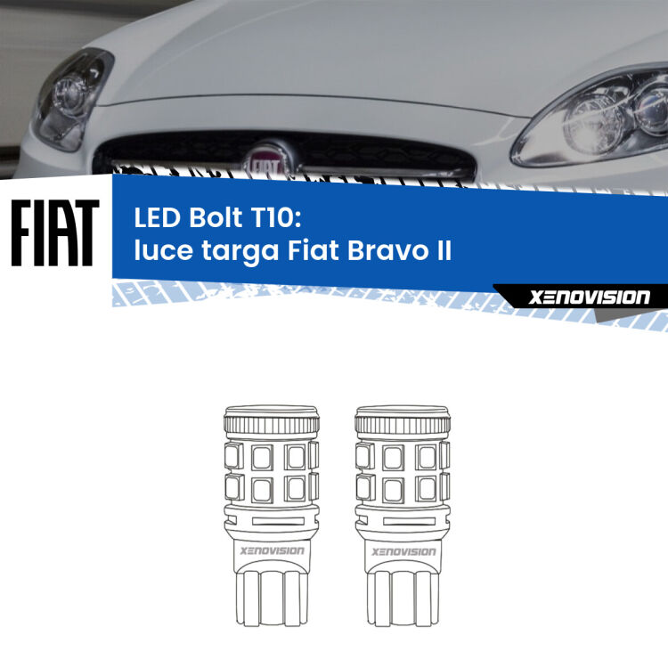 <strong>Luce Targa LED per Fiat Bravo II</strong>  2006 - 2014. Coppia lampade <strong>T10</strong> modello Bolt canbus.