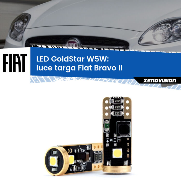 <strong>Luce Targa LED Fiat Bravo II</strong>  2006 - 2014: ottima luminosità a 360 gradi. Si inseriscono ovunque. Canbus, Top Quality.