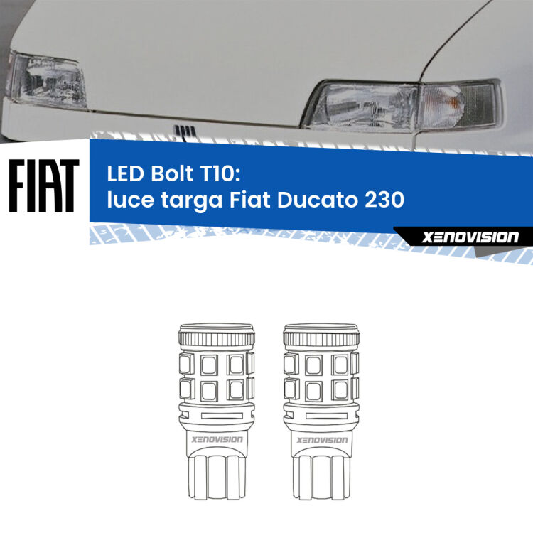 <strong>Luce Targa LED per Fiat Ducato</strong> 230 1999 - 2002. Coppia lampade <strong>T10</strong> modello Bolt canbus.