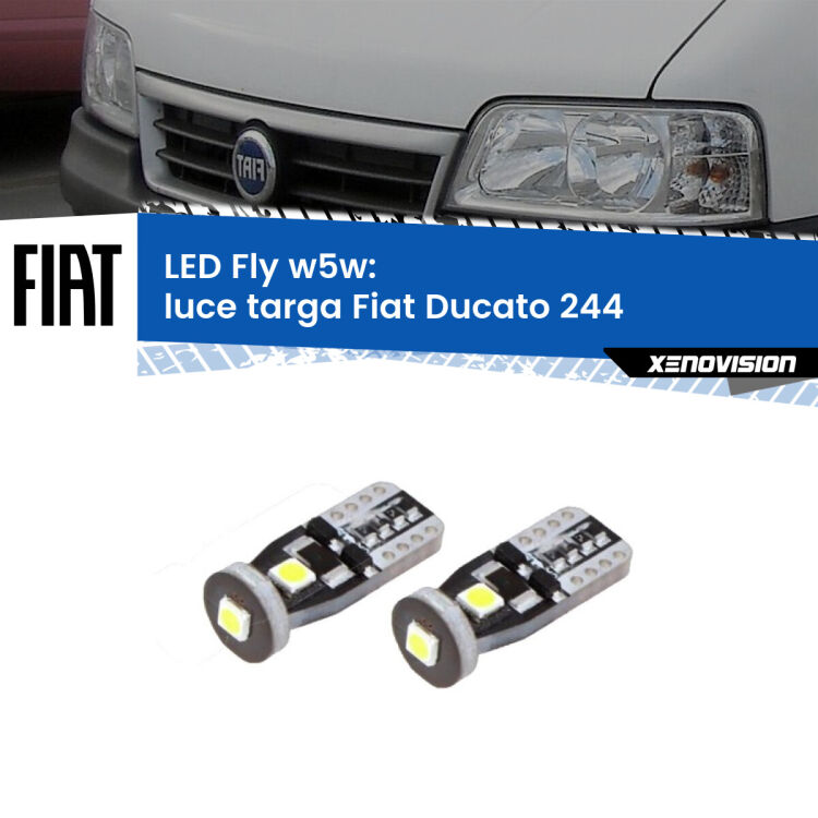 <strong>luce targa LED per Fiat Ducato</strong> 244 2002 - 2006. Coppia lampadine <strong>w5w</strong> Canbus compatte modello Fly Xenovision.