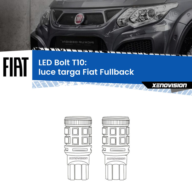 <strong>Luce Targa LED per Fiat Fullback</strong>  2016 - 2019. Coppia lampade <strong>T10</strong> modello Bolt canbus.