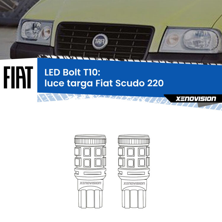 <strong>Luce Targa LED per Fiat Scudo</strong> 220 1996 - 2006. Coppia lampade <strong>T10</strong> modello Bolt canbus.