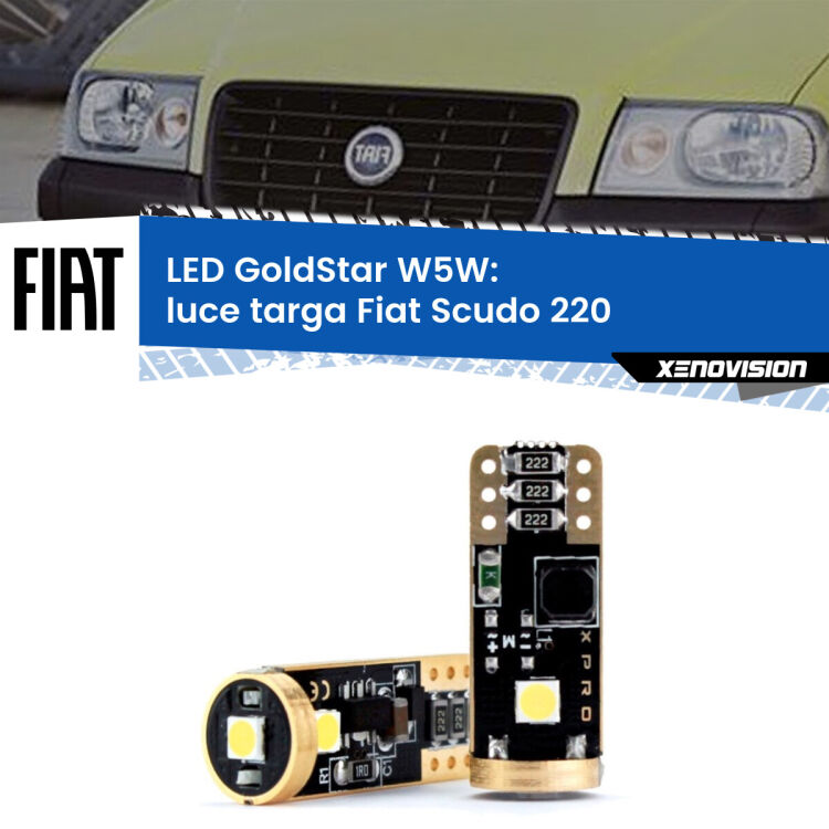 <strong>Luce Targa LED Fiat Scudo</strong> 220 1996 - 2006: ottima luminosità a 360 gradi. Si inseriscono ovunque. Canbus, Top Quality.