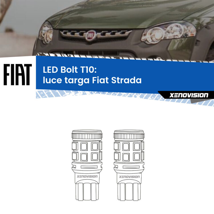 <strong>Luce Targa LED per Fiat Strada</strong>  Versione 2. Coppia lampade <strong>T10</strong> modello Bolt canbus.