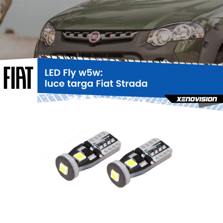 <strong>luce targa LED per Fiat Strada</strong>  Versione 2. Coppia lampadine <strong>w5w</strong> Canbus compatte modello Fly Xenovision.