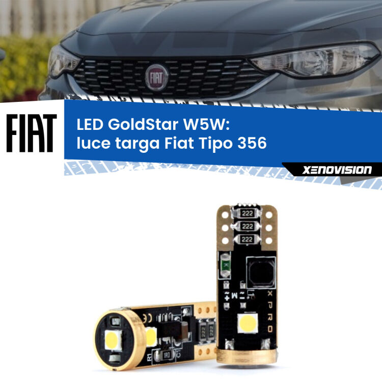 <strong>Luce Targa LED Fiat Tipo</strong> 356 2015 in poi: ottima luminosità a 360 gradi. Si inseriscono ovunque. Canbus, Top Quality.