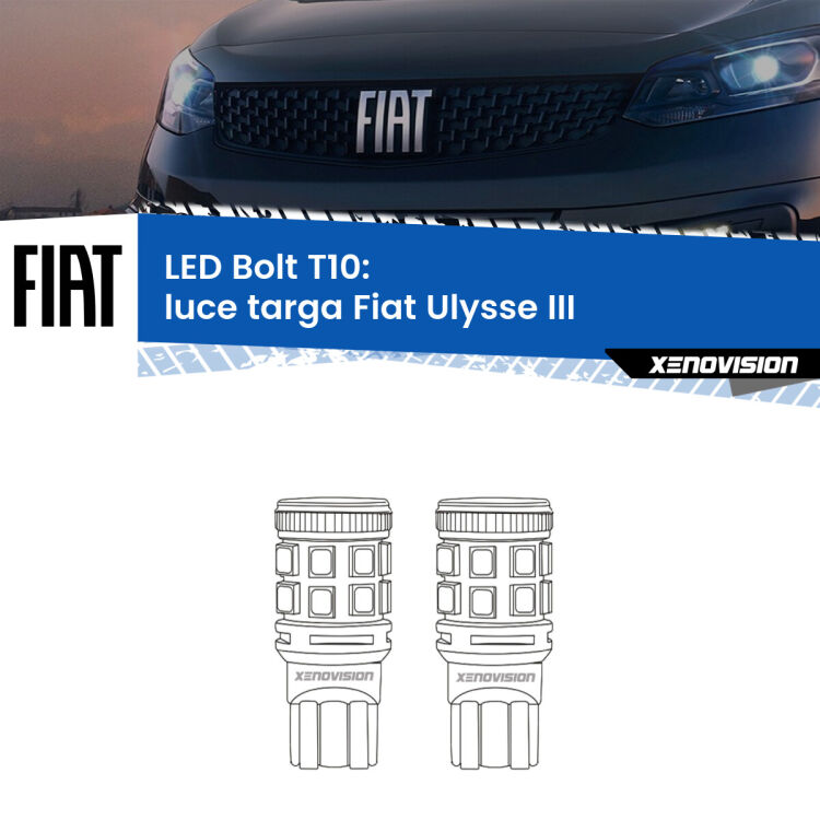 <strong>Luce Targa LED per Fiat Ulysse</strong> III 2022 in poi. Coppia lampade <strong>T10</strong> modello Bolt canbus.