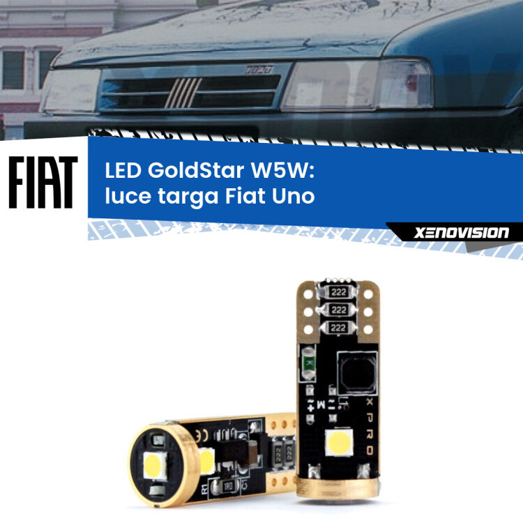 <strong>Luce Targa LED Fiat Uno</strong>  1983 - 1995: ottima luminosità a 360 gradi. Si inseriscono ovunque. Canbus, Top Quality.