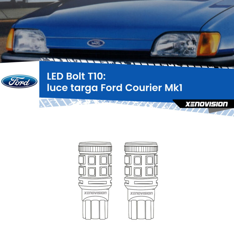 <strong>Luce Targa LED per Ford Courier</strong> Mk1 1991 - 1995. Coppia lampade <strong>T10</strong> modello Bolt canbus.